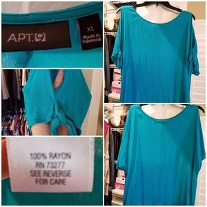 Turquoise Cold Shoulder Top